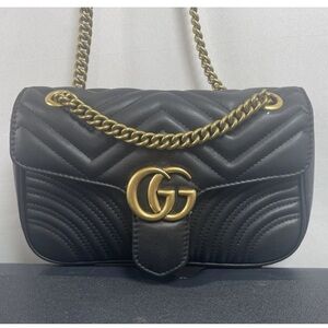 Gucci GG Marmont Leather Black Shoulder Bag/ crossbody purse